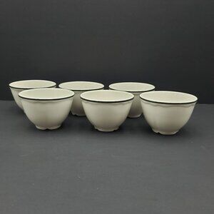 Homer Laughlin Black Rim Custard Cups White Black Band Sauce Dip Prep Berry Bowl